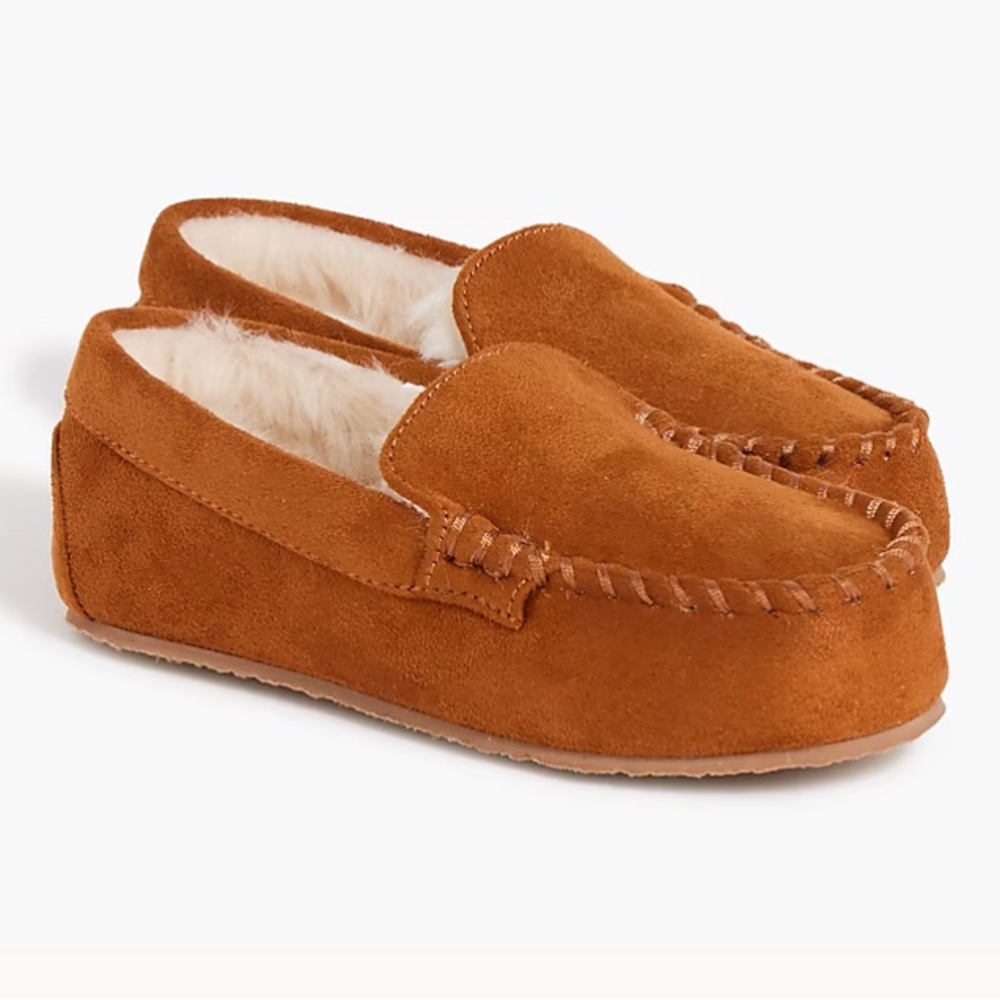 NWOT - J.Crew Cozy Tan Kids Moccasin Slippers